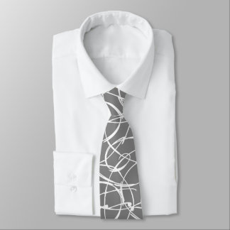 Vit spiral på grått Neck Tie Slips