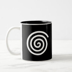 Vit spiral på svart Två-Tonad mugg