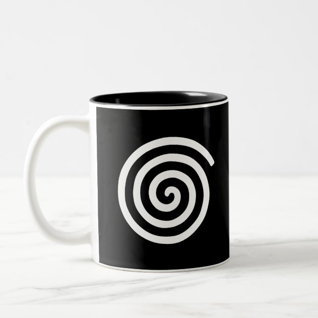 Vit spiral på svart Två-Tonad mugg (Vänster)