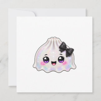 Vit spök-dumplings-squishy Halloween svart Inbjudningar