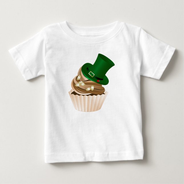 Vit St Patricks Day Hatt Cupcake T Shirt (Framsida)