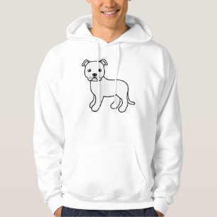 Vit Staffordshire Bull Terrier Serietecknad Hund Hoodie