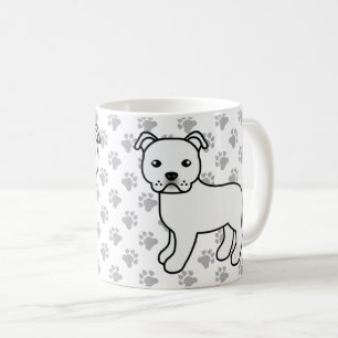 Vit Staffordshire Bull Terrier Söt Tecknad Hund Kaffemugg