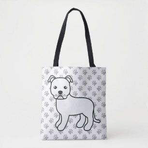 Vit Staffordshire Bull Terrier Söt Tecknad Hund Tygkasse