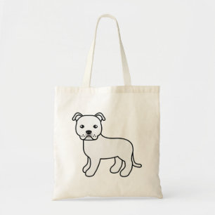 Vit Staffordshire Bull Terrier Söt Tecknad Hund Tygkasse