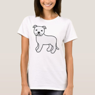 Vit Staffordshire Bullterrier Tecknad Hund T Shirt