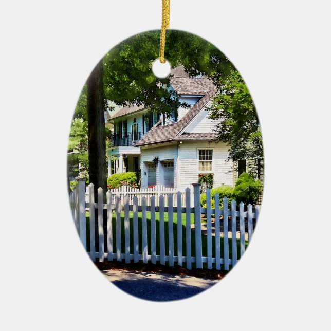 Vit staket julgransprydnad keramik (Framsidan)