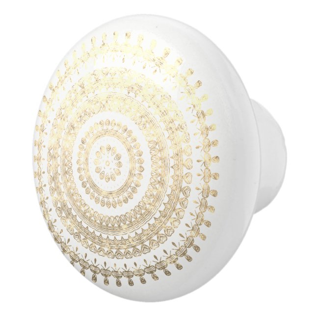 Vit stam- guld- Boho cirklar metallisk Eff för Knopp (Höger)