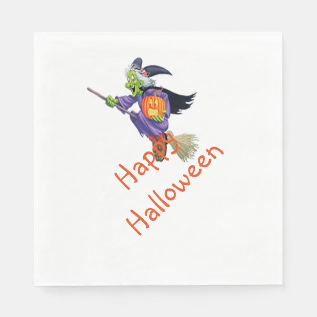 Vit, standard Luncheon Napkin/Flygande Witch Pappersservett (Framsidan)