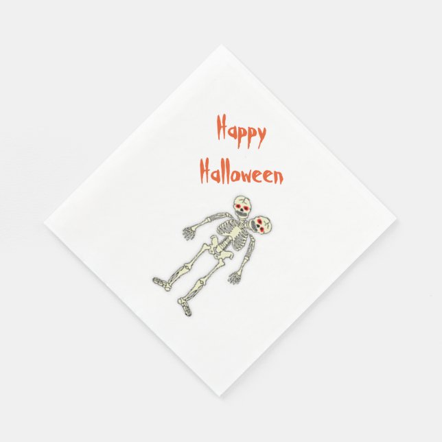Vit standard Luncheon Napkin/Skeletons Pappersservett (Hörn)