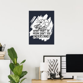 Vit stänk Roligt kattcitat Poster