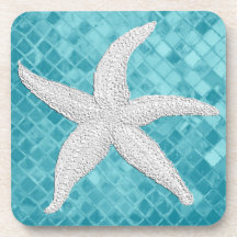 Vit Starfish Aqua Sea Glass Mönster