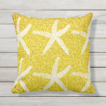 Vit Starfish Mönster Gult Guld Glitter Beach Kudde<br><div class="desc">Tryckt med vit stjärnfisk mönster i gyllene gultens glitterbakgrund.</div>