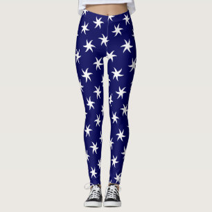 Vit Starfisk i marinblått Leggings