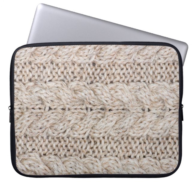 Vit stickande ylle struktur bakgrund. laptop fodral (Framsidan)