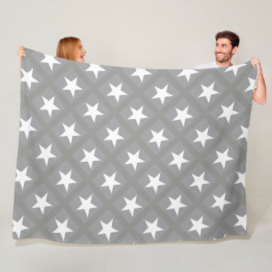 Vit stjärna Elegant grå färg design stjärnor Fleecefilt