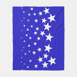 Vit stjärna mönster på blå bakgrund fleecefilt