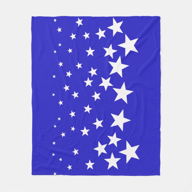 Vit stjärna mönster på blå bakgrund fleecefilt (Framsidan)