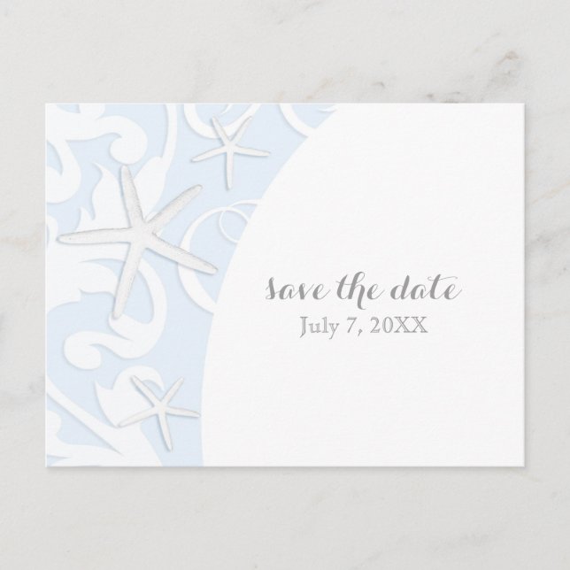 Vit stjärtfenad blå persikobröllop Spara datum Meddelande Vykort (Framsida)