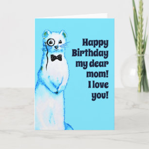 Vit Stoat Ermine Cute Ferret Älskare Mamma Birthda Kort