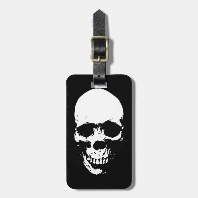 Vit stödram Reaper Skull Bagagebricka (Vertikal Framsida)
