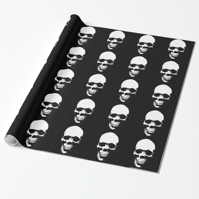 Vit stödram Reaper Skull Presentpapper (Utrullad)