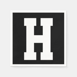 Vit stor modern initial   Svart Pappersservett