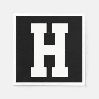 Vit stor modern initial | Svart Pappersservett