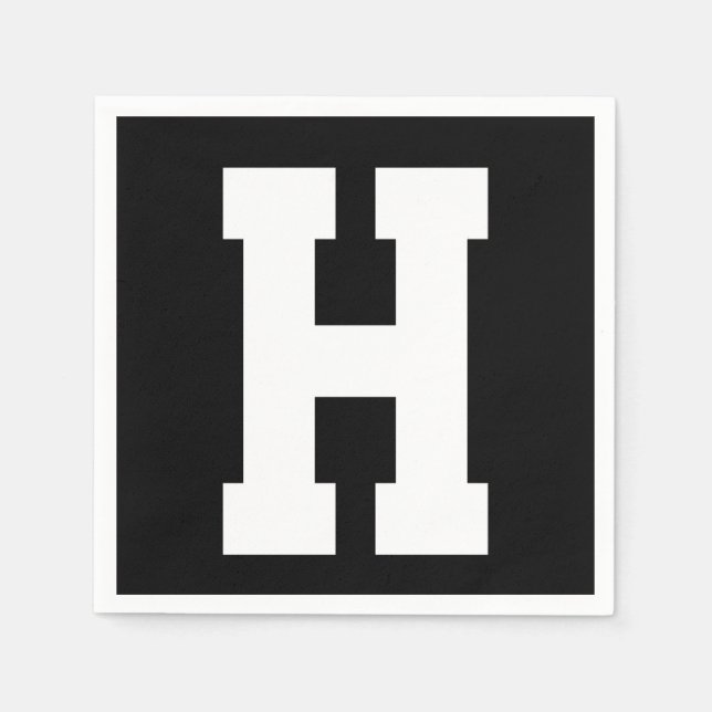 Vit stor modern initial | Svart Pappersservett (Framsidan)