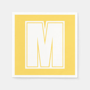 Vit Stor Modern Monogram Mustardgul Pappersservett