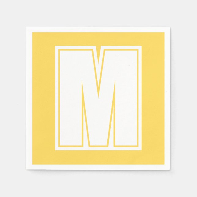 Vit Stor Modern Monogram | Mustardgul Pappersservett (Framsidan)