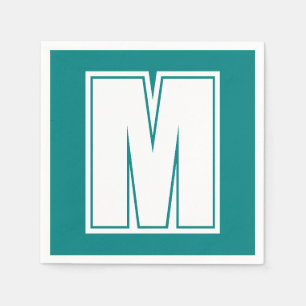 Vit Stor Modern Monogram Smaragdgrön Pappersservett