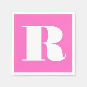 Vit Stor Stilfull Monogram   Neon Rosa Pappersservett