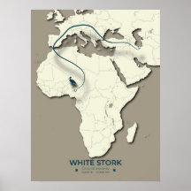 Vit stork Migration Karta - minimalistisk Vintage