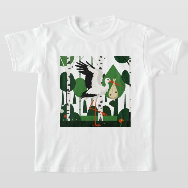 Vit stork t shirt (Laydown)