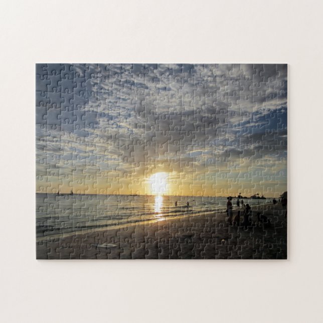 vit strand solnedgång pussel (Horisontell)