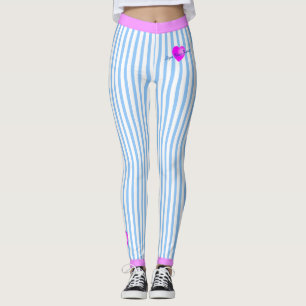 Vit Streck med tecken på ditt namn på BLUE Leggings