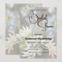 Vit Sukkulent Blommig Bakgrund Bröllopsdusch Inbjudningar