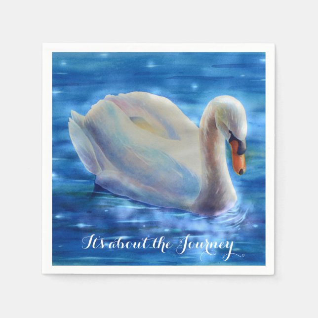 Vit svan-färgmålning, om resan pappersservett (Framsidan)