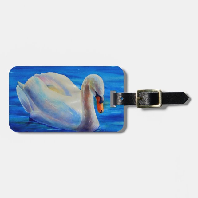 Vit svan-färgsfärg, vattenfågel, fågel bagagebricka (Horisontell Framsida)