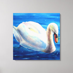 Vit svan-färgsfärg, vattenfågel, fågel canvastryck