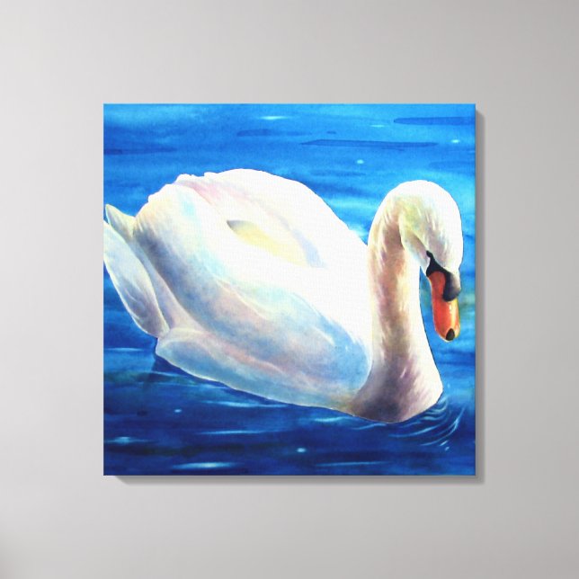 Vit svan-färgsfärg, vattenfågel, fågel canvastryck (Framsida)