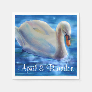 Vit svan-färgsfärg, vattenfågel, fågel pappersservett