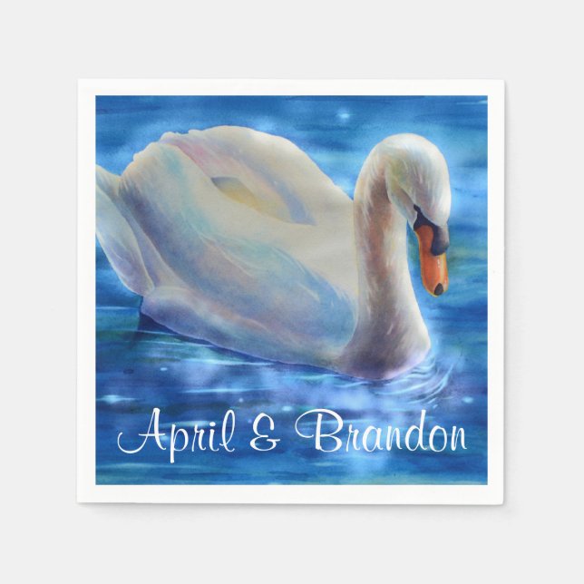 Vit svan-färgsfärg, vattenfågel, fågel pappersservett (Framsidan)