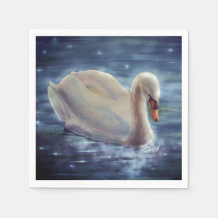 Vit svan-färgsfärg, vattenfågel, fågel pappersservett