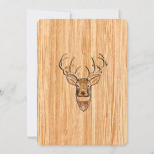 Vit Svan Hjort Head Wood Grain Background