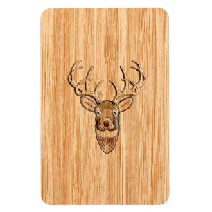 Vit Svan Hjort Head Wood Grain Background Magnet