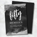 Vit svart 50:e födelsedag<br><div class="desc">Roligt Girly Watercolor Black White och Silver 50:e födelsedagsinbjudan. Du kan ändra det till valfritt födelseår! 30, 40, 60 eller till och med för andra evenemang helt! Låt oss fira att hon är femtio med den här eleganten men giftigt svart och vit femtionde födelsedagsfesten inbjudan. Med trendiget svart bakgrund och...</div>