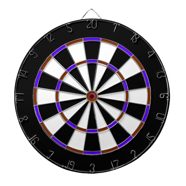 Vit, svart, brun och blå Metall-burk (Dartboard) Piltavla (Framsidan)
