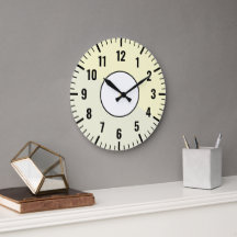 Vit & svart & Cream & Beige Clock med (Neutralt)